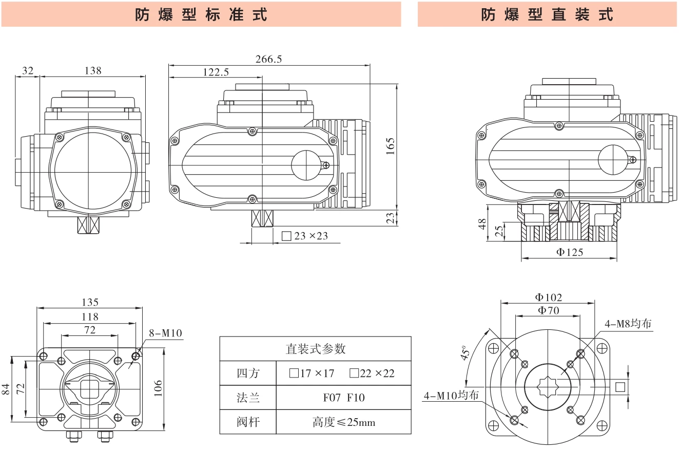 华易防爆执行器DCL-Ex40 DCL-Ex60 外型安装尺寸