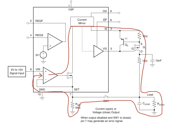 电压信号输出电路的反馈回路 | Voltage signal feekback path